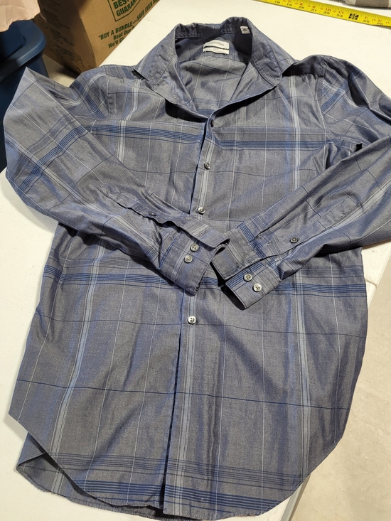Calvin Klein Other - Calvin Klein Gray and Blue Plaid Long-Sleeve Button-Down Shirt